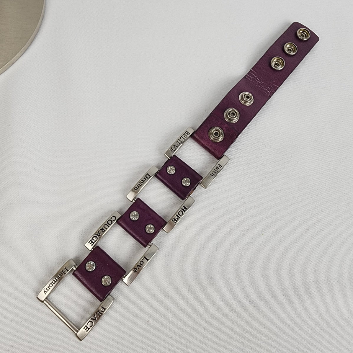 Good Works Purple Leather Inspirational Bracelet