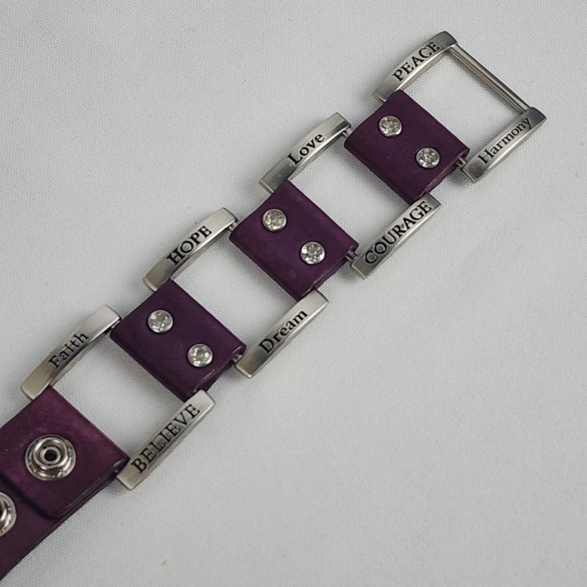 Good Works Purple Leather Inspirational Bracelet