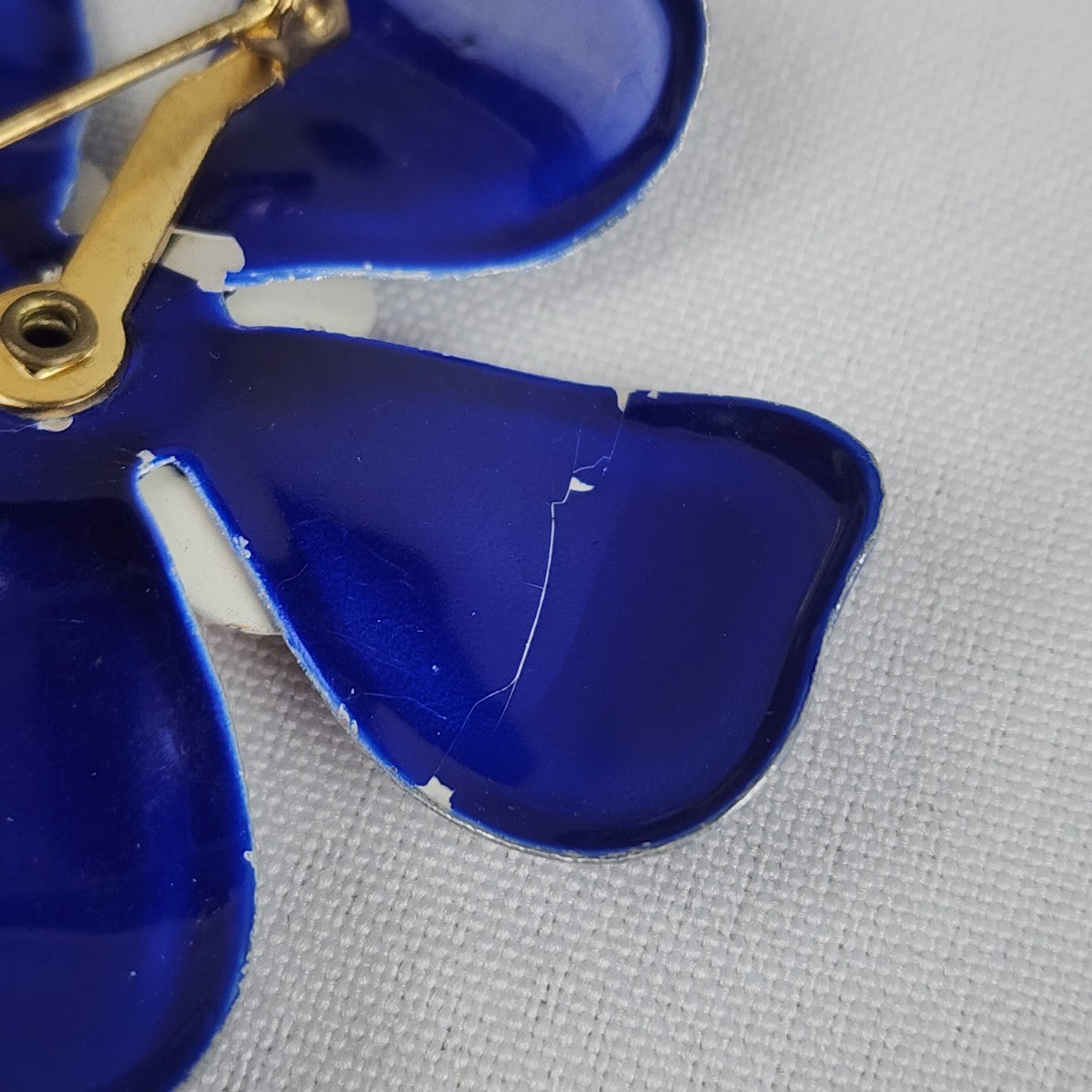 Vintage Blue & Red Flower Enamel Brooch