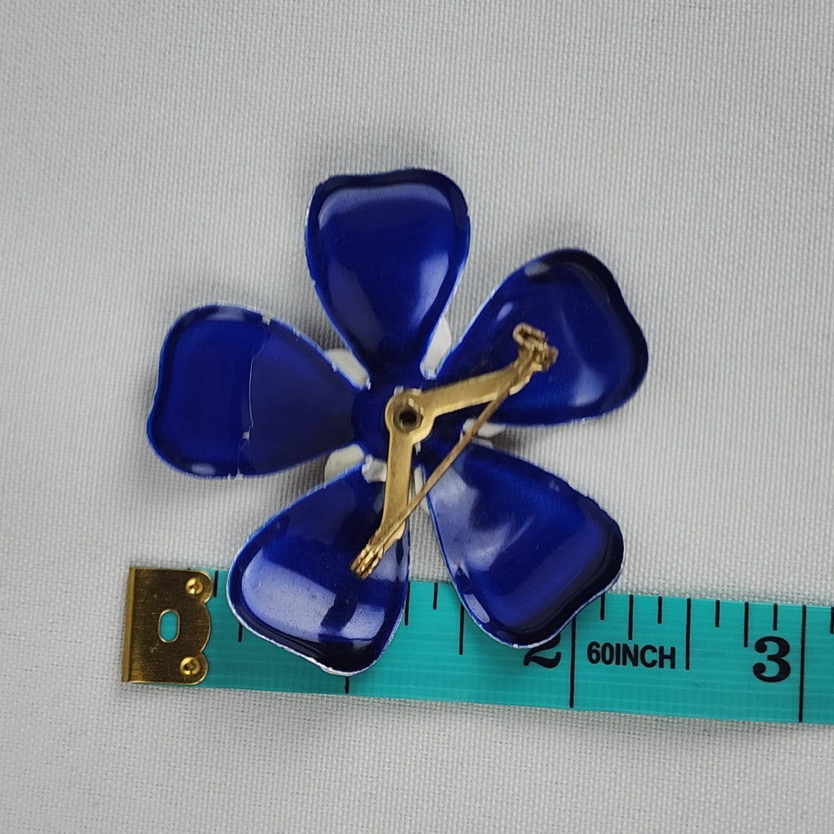 Vintage Blue & Red Flower Enamel Brooch