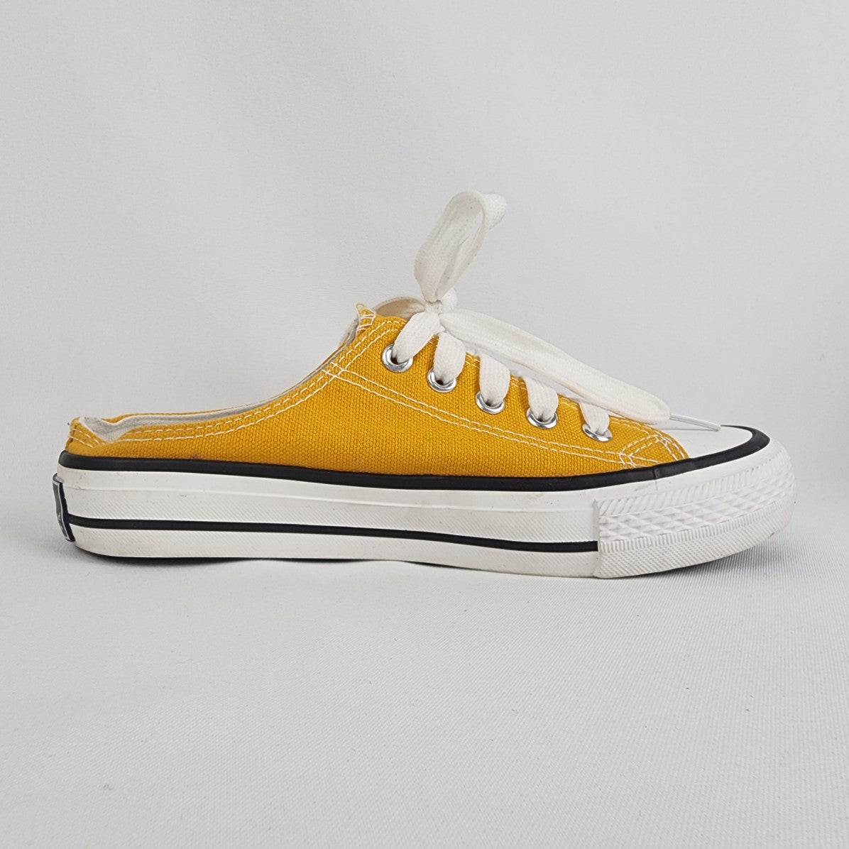 Yellow Lace Up Slip On Mule Sneakers Size 7