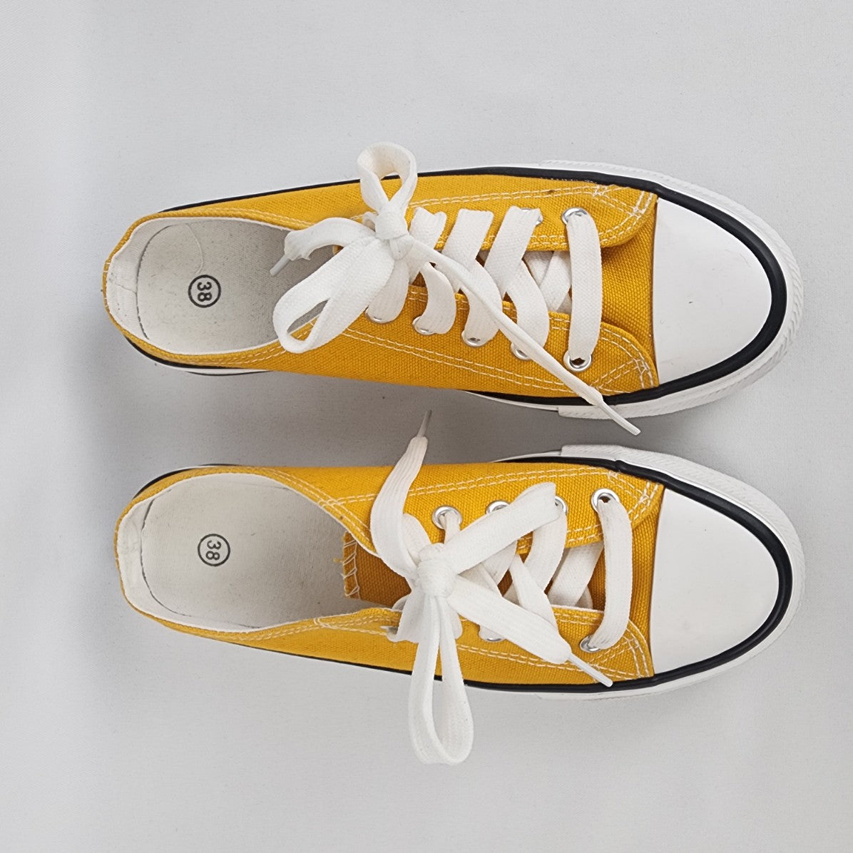 Yellow Lace Up Slip On Mule Sneakers Size 7