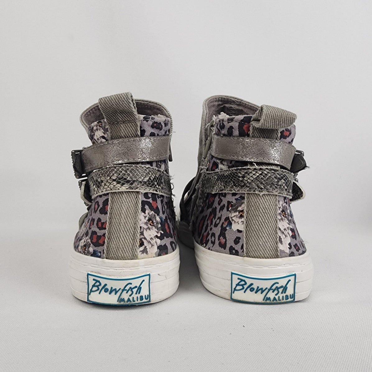 Blowfish Grey Animal Print Canvas Hi top Sneakers Size 8