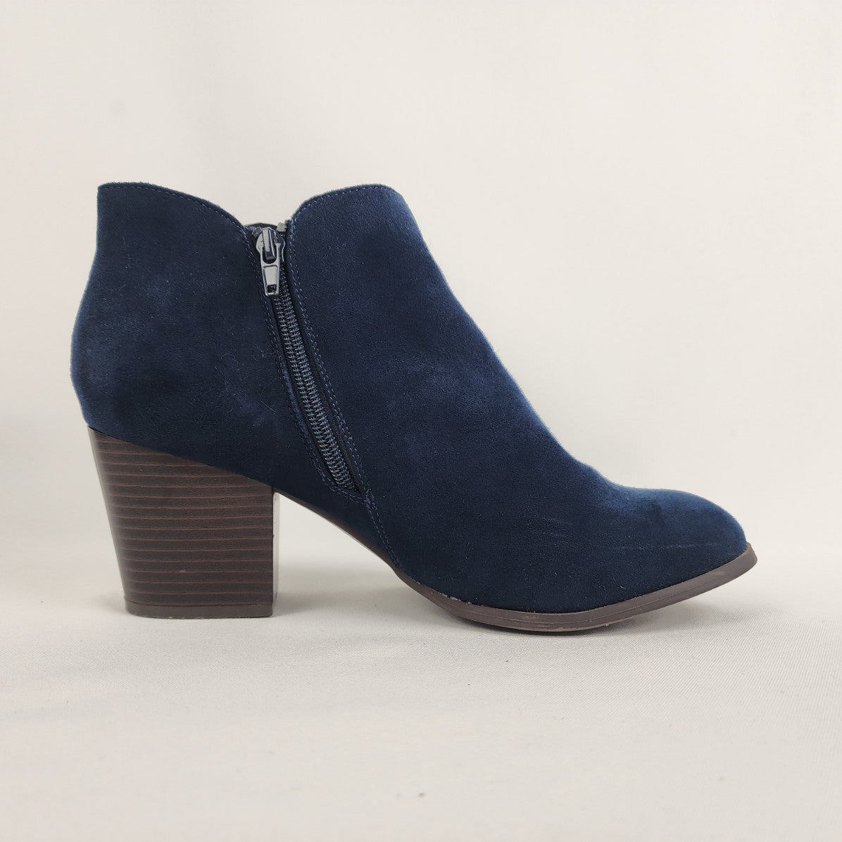 Style & Co Navy Blue Faux Suede Heeled Ankle Boots Size 10