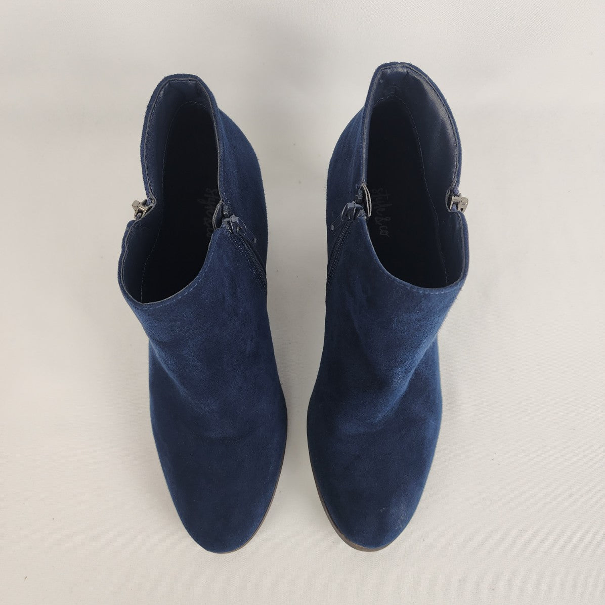 Style & Co Navy Blue Faux Suede Heeled Ankle Boots Size 10