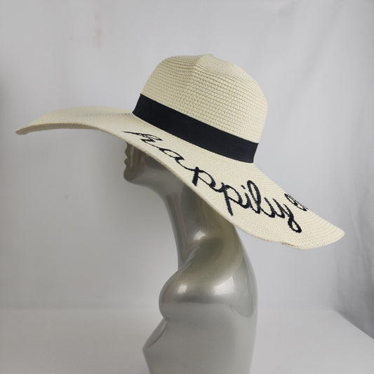 Happily Ever After Natural Straw Large Brim Sun Hat