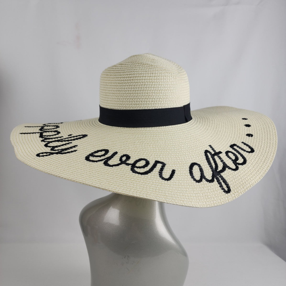 Happily Ever After Natural Straw Large Brim Sun Hat