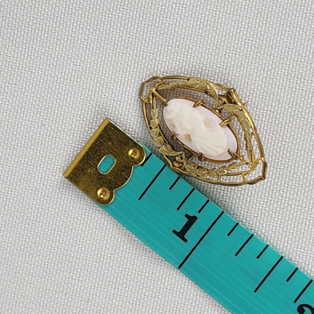 Vintage Gold & Pink Carved Cameo Brooch