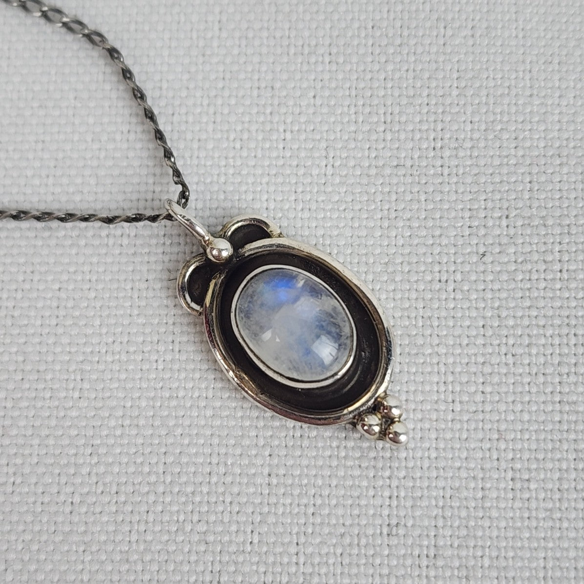 Vintage 925 Moon Stone Pendant Chain Necklace