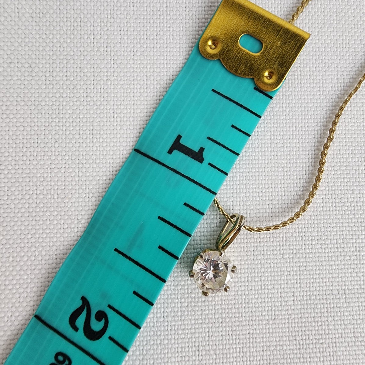 Vintage Gold Tone Crystal Delicate Pendant Chain Necklace