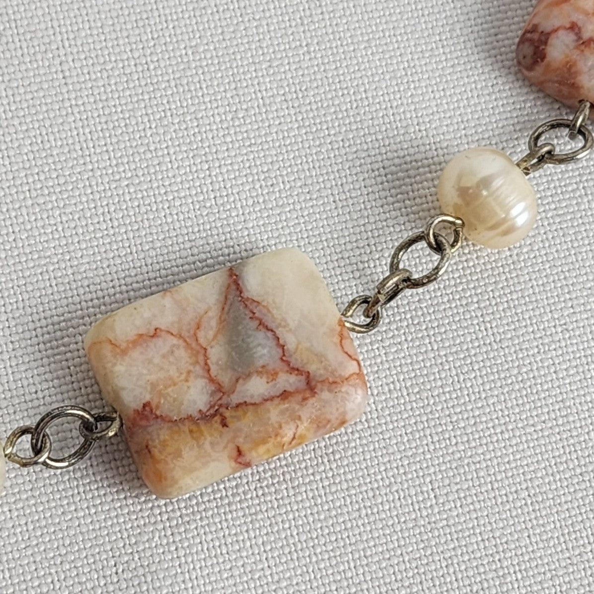 Redline Marble & Pearl Toggle Pendant Necklace