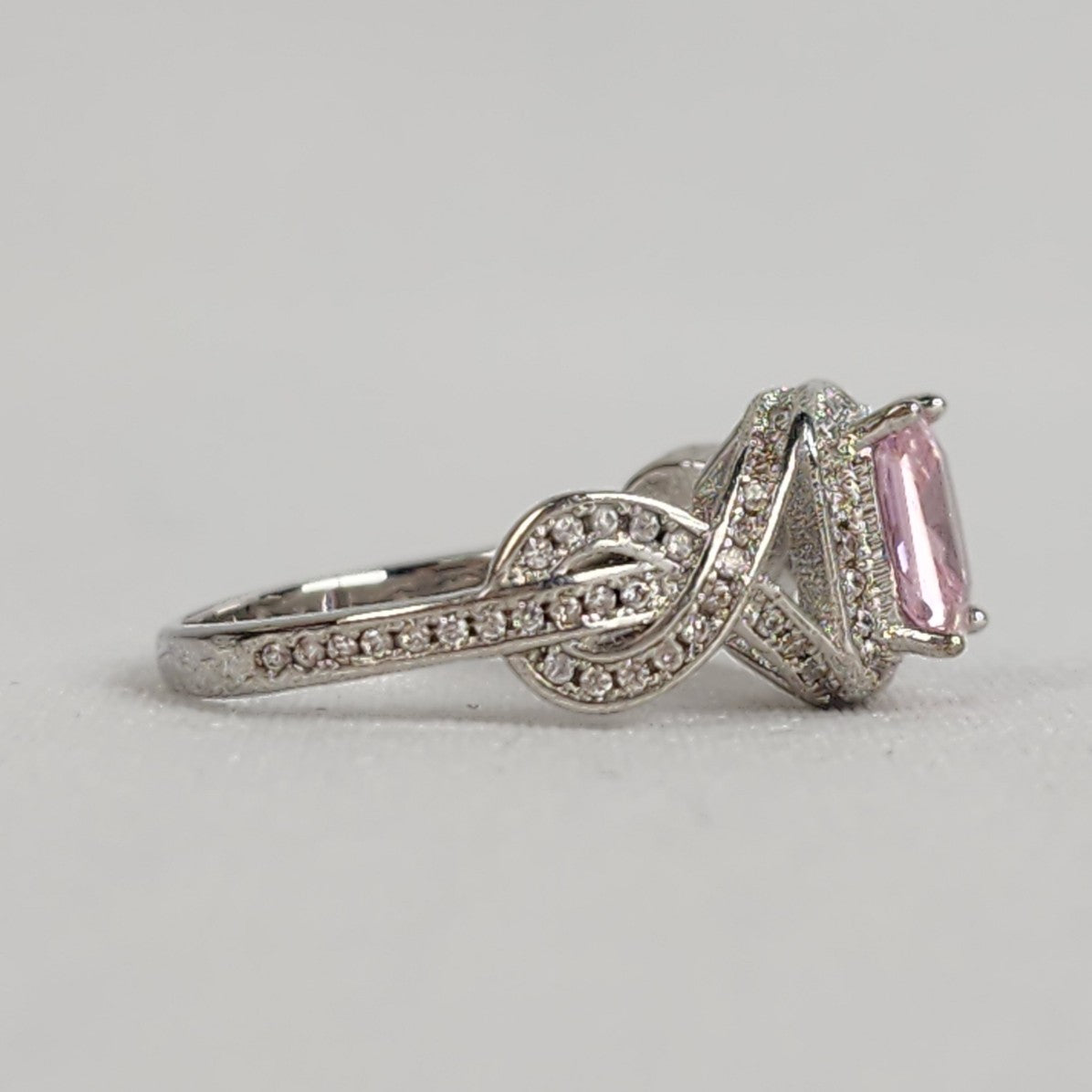 S925 Silver Pink Stone Crystal Ring Size 9