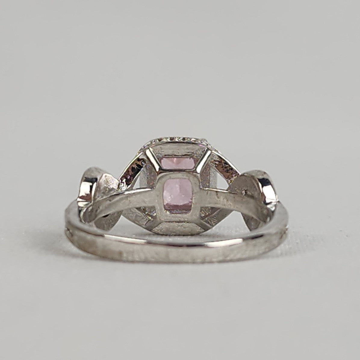 S925 Silver Pink Stone Crystal Ring Size 9