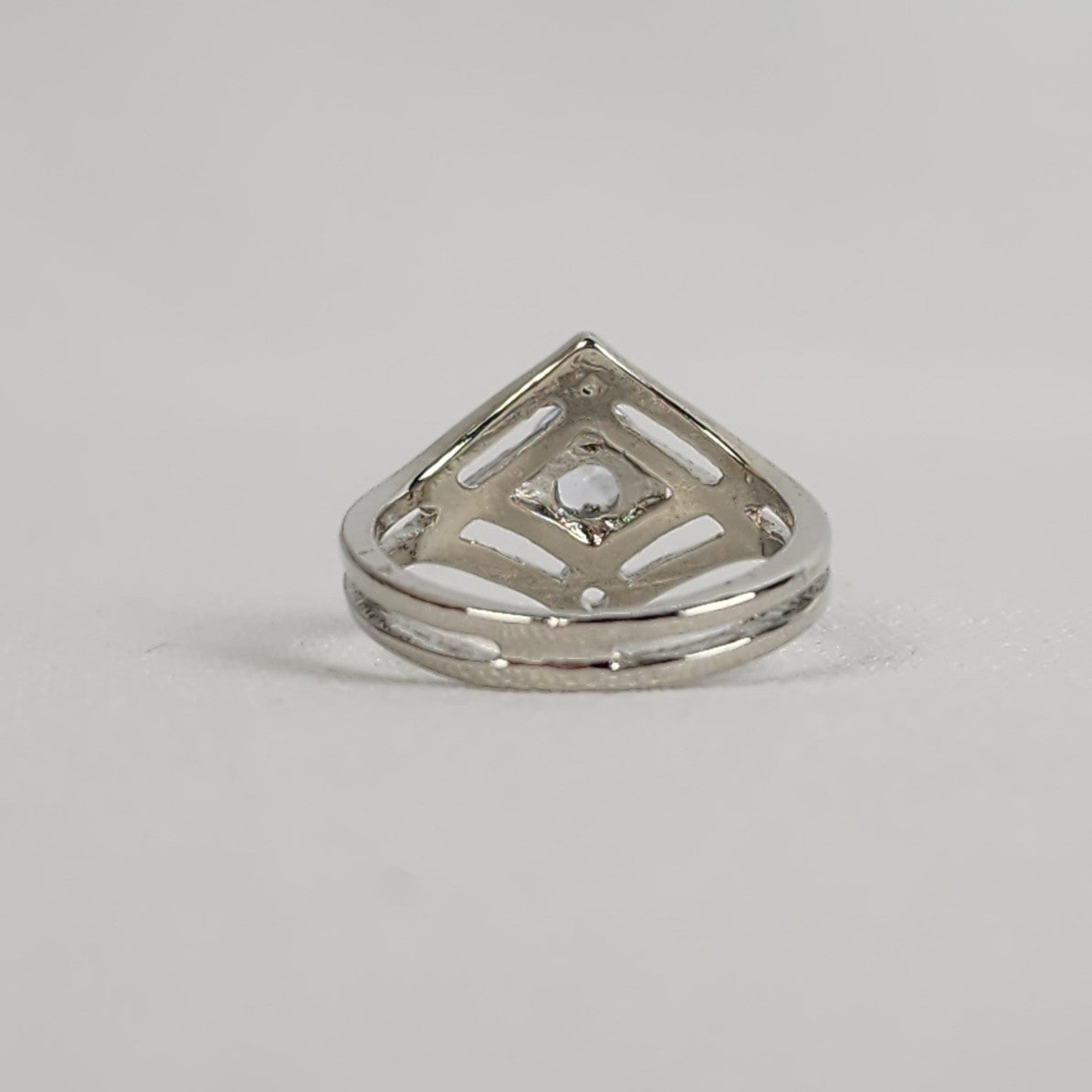 Silver Tone Crystal Ring Size 8.5