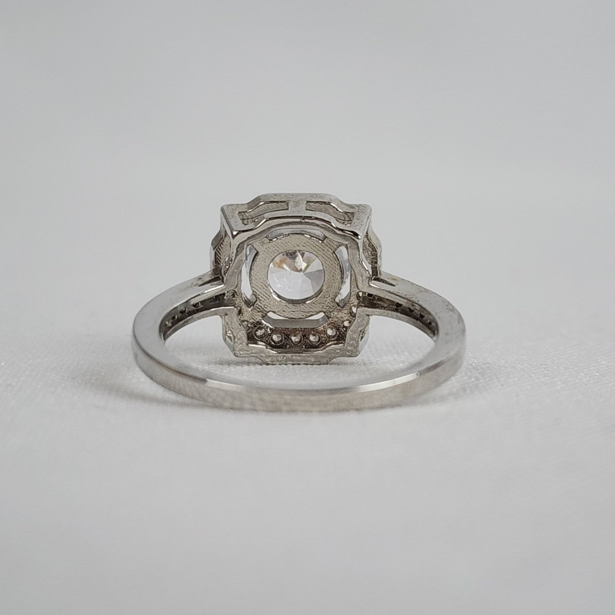 S925 Silver Square Stone Ring Size 8