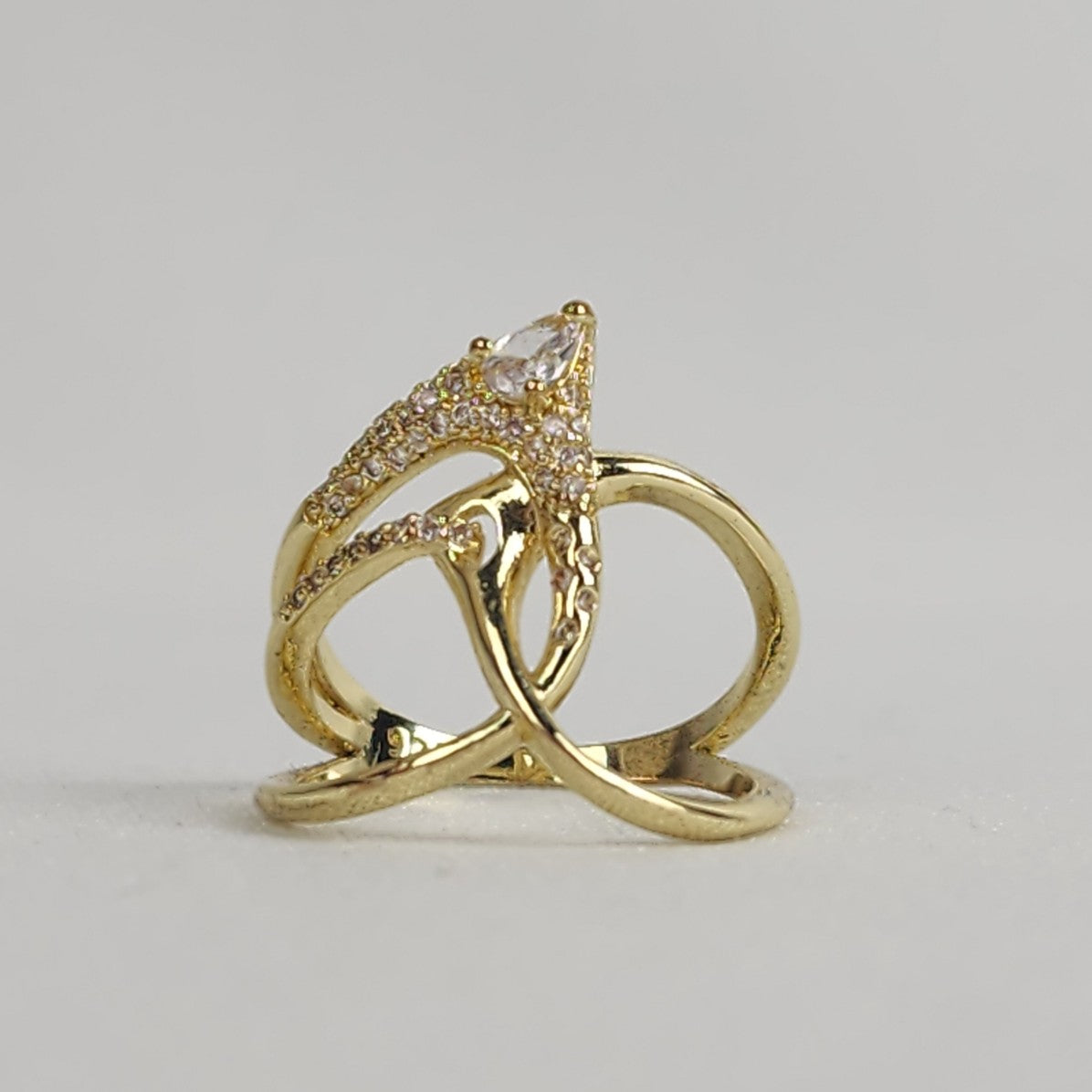 925 Gold Tone Statement Ring Size 8.5