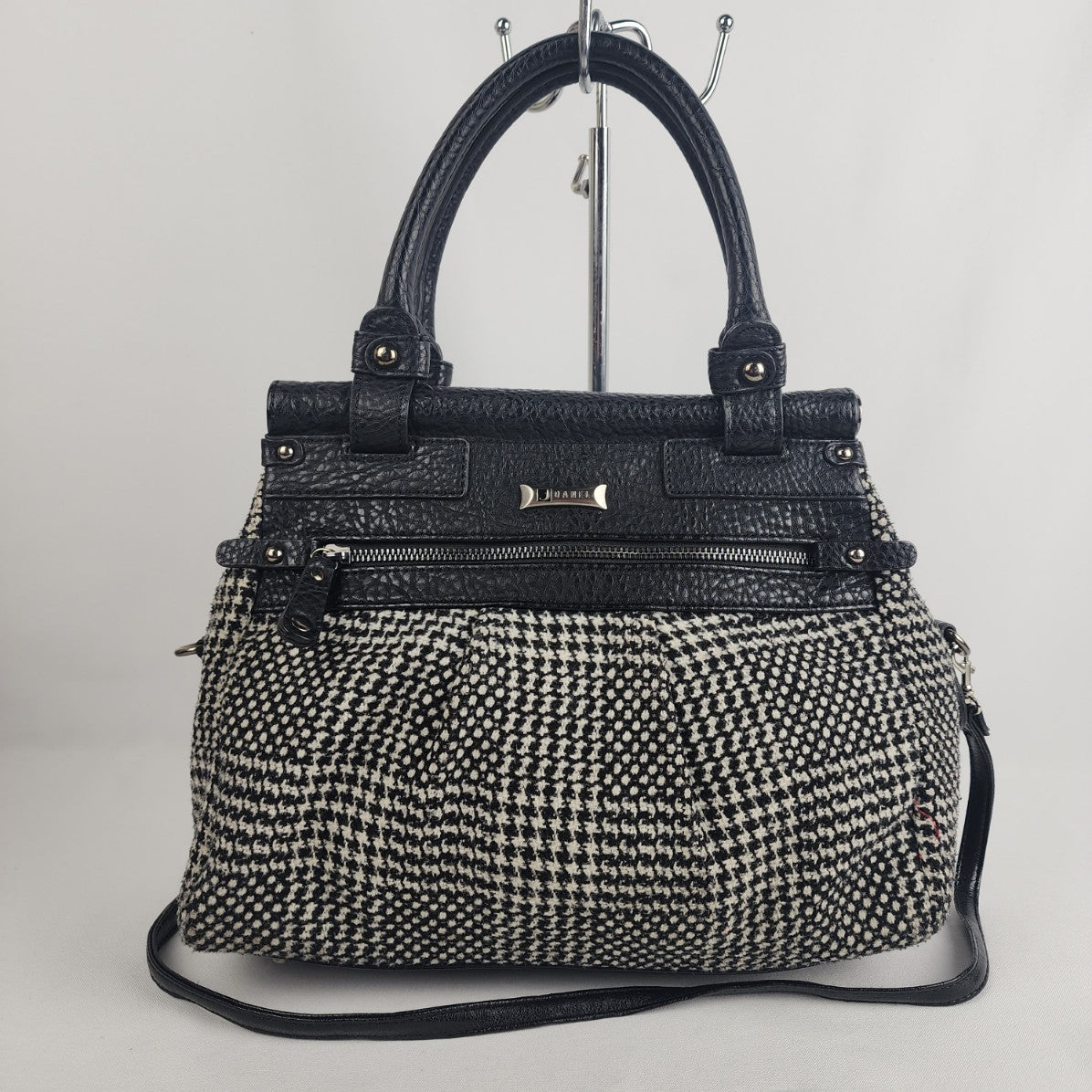 Joanel Black Tweed Satchel Purse