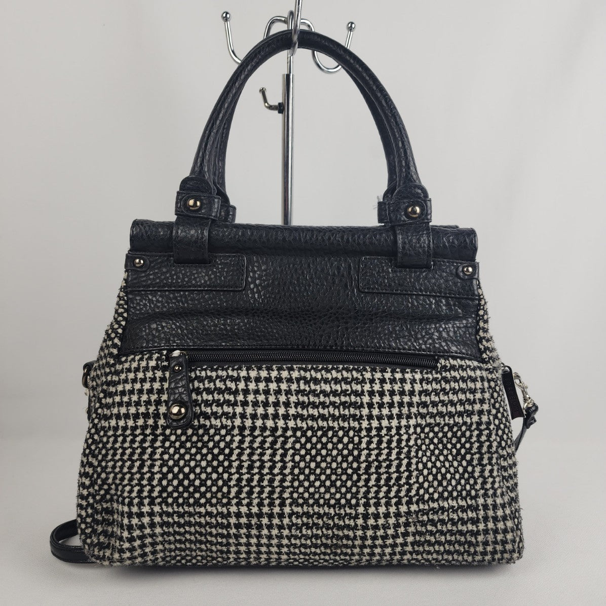 Joanel Black Tweed Satchel Purse