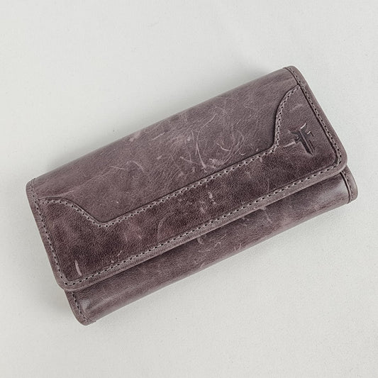 Frye Purple Distressed Leather Melissa Fold Wallet