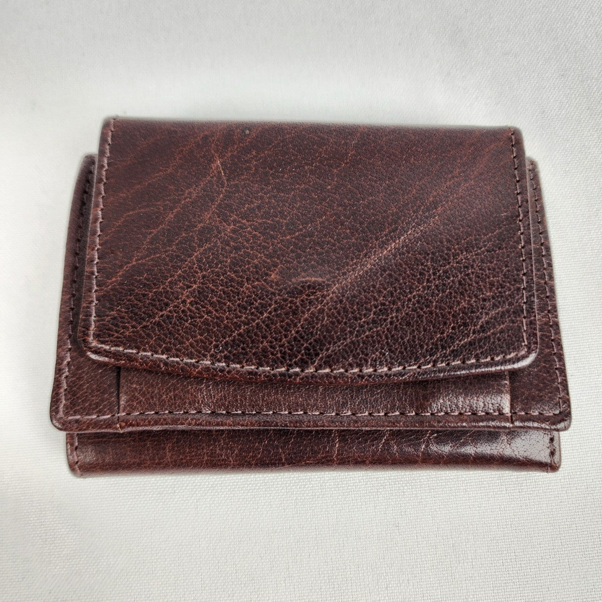 Brown Leather Mini Fold Wallet