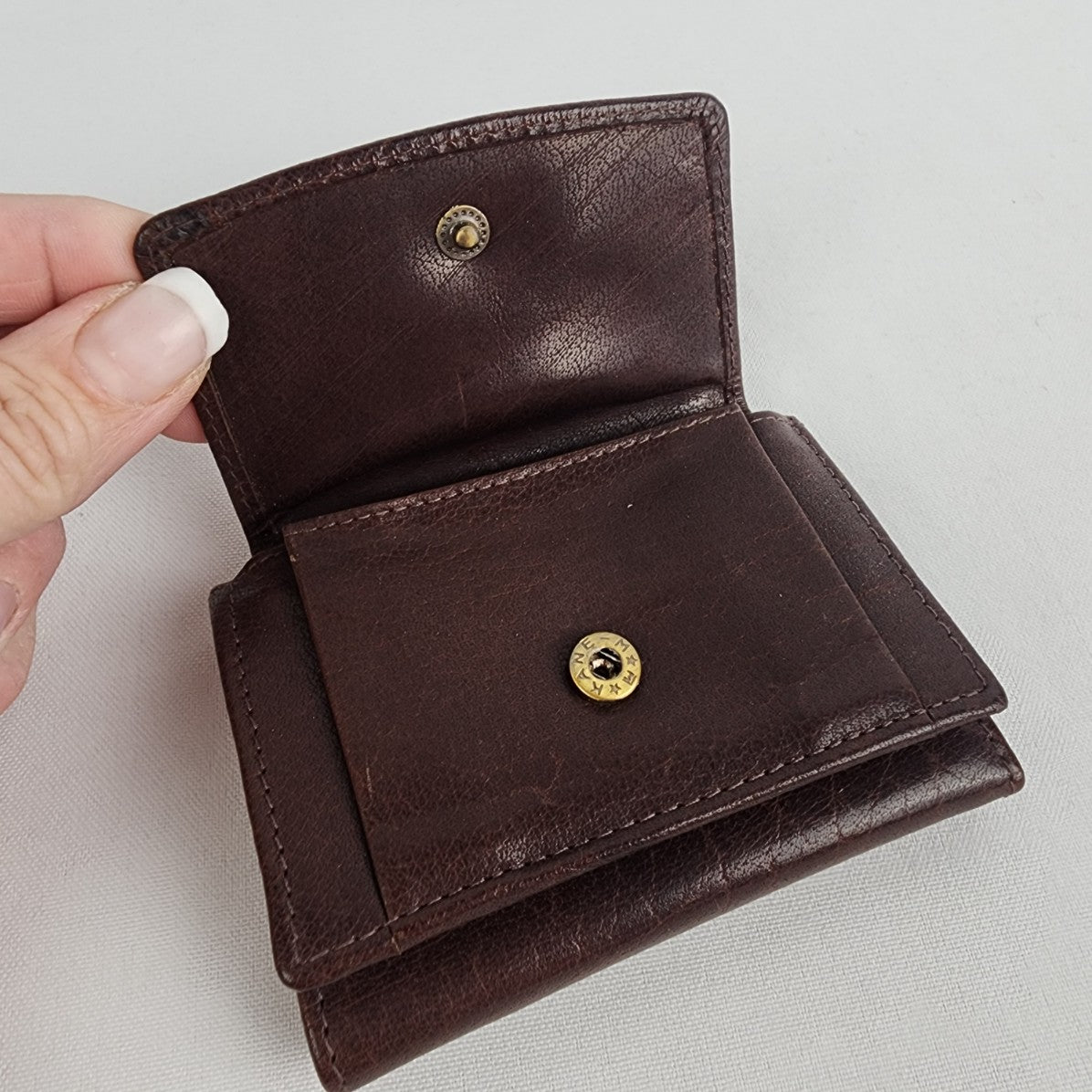 Brown Leather Mini Fold Wallet