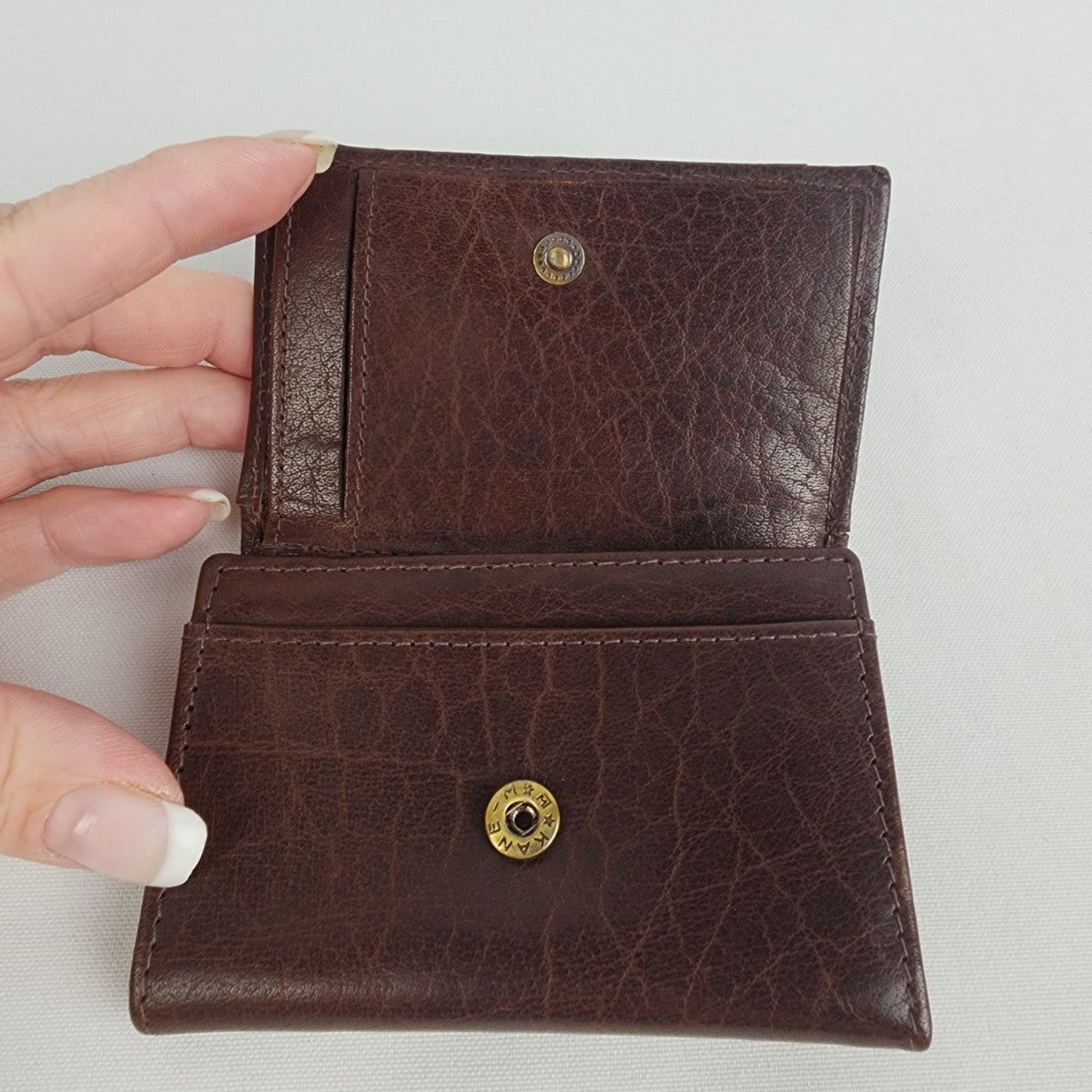 Brown Leather Mini Fold Wallet