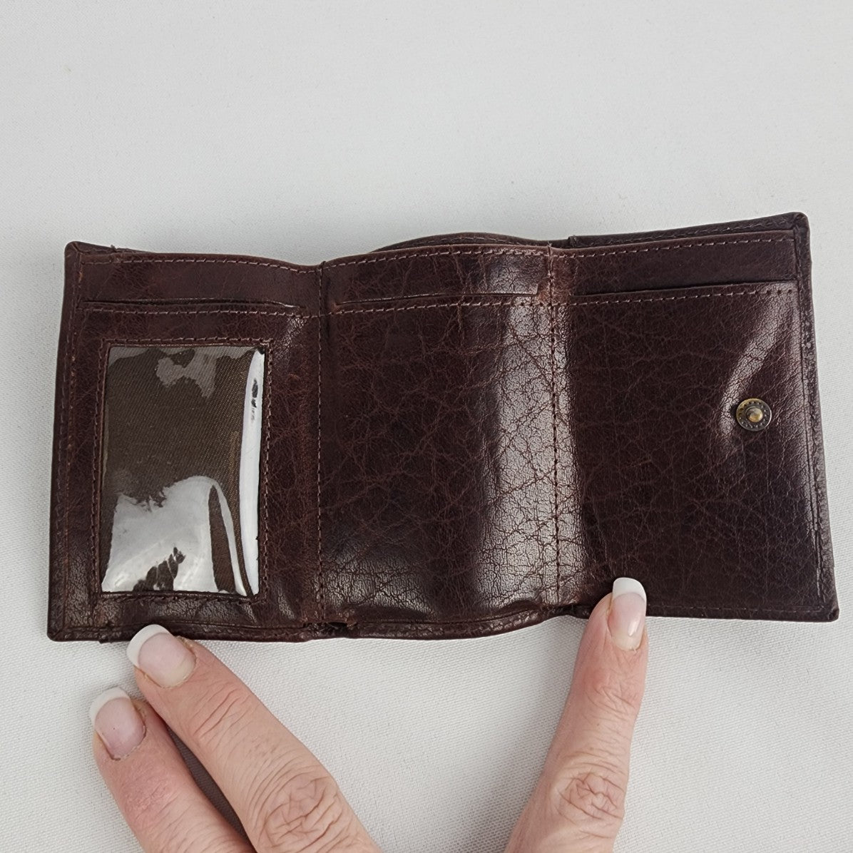 Brown Leather Mini Fold Wallet