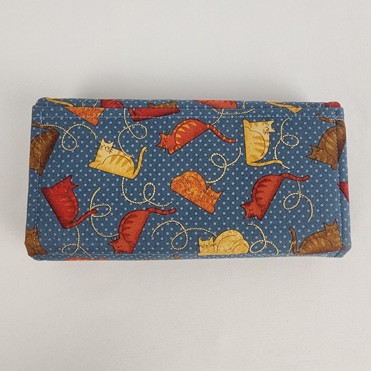 Handmade Blue & Brown Cat Wallet