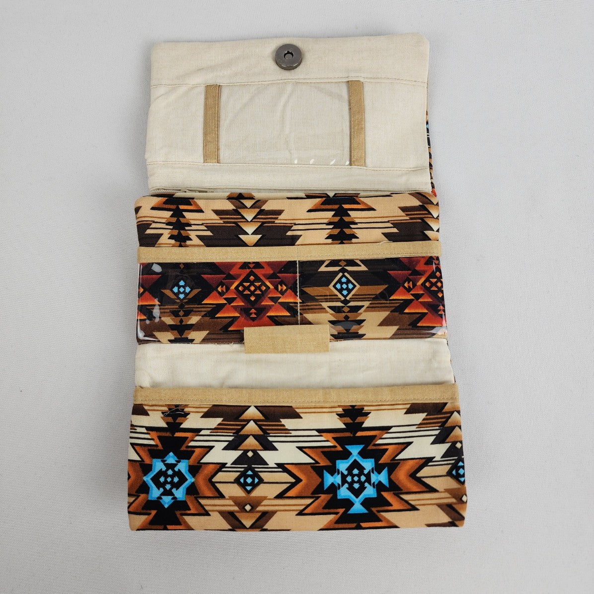 Handmade Brown Aztec Tri Fold Wallet