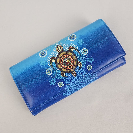 Blue Turtle Ocean Print Fold Wallet