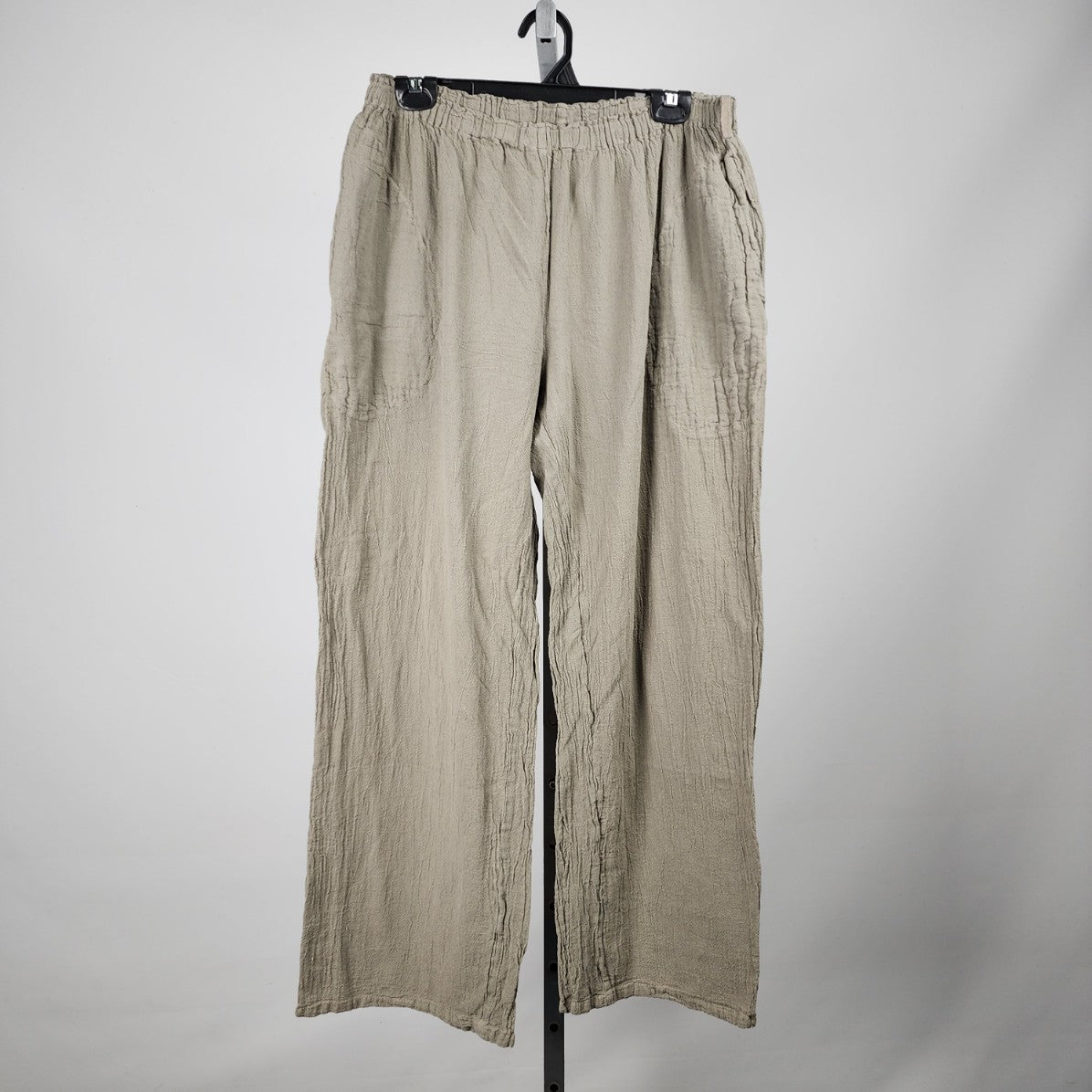 Abaca Taupe Wide Leg Pants Size L