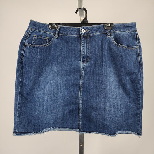 Charlie B Denim Distressed Hem Mini Skirt Size 16