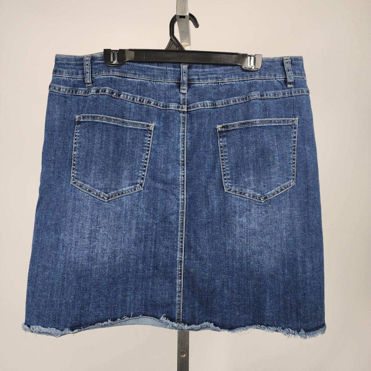 Charlie B Denim Distressed Hem Mini Skirt Size 16