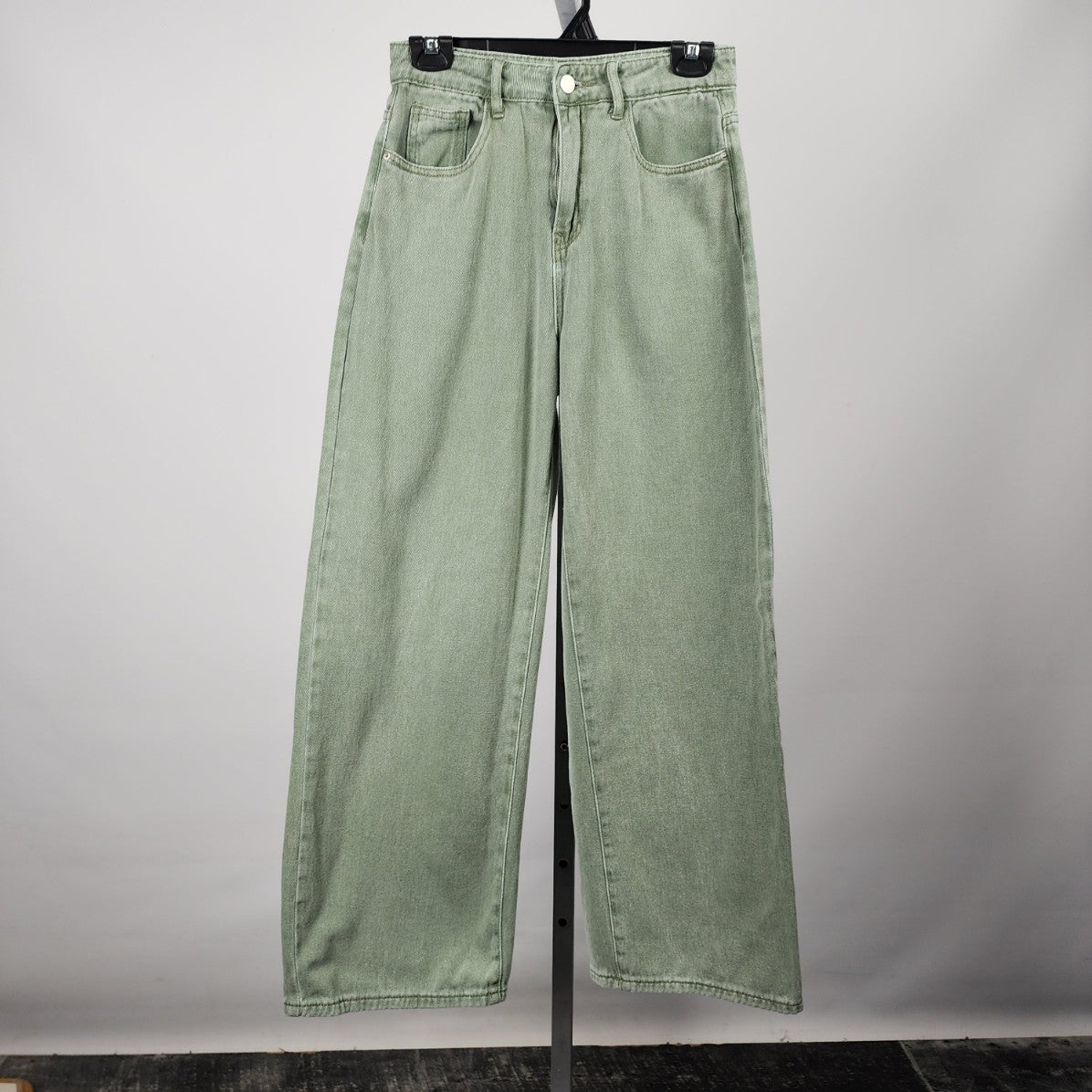 Shein Green High Rise Wide Leg Denim Jeans Size S