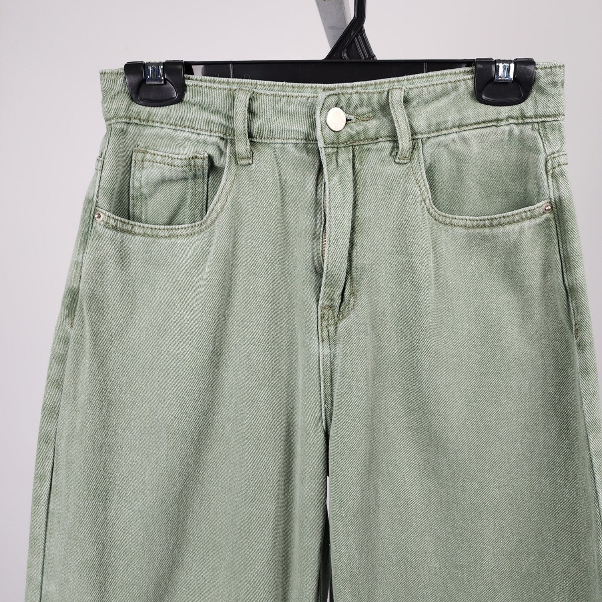 Shein Green High Rise Wide Leg Denim Jeans Size S