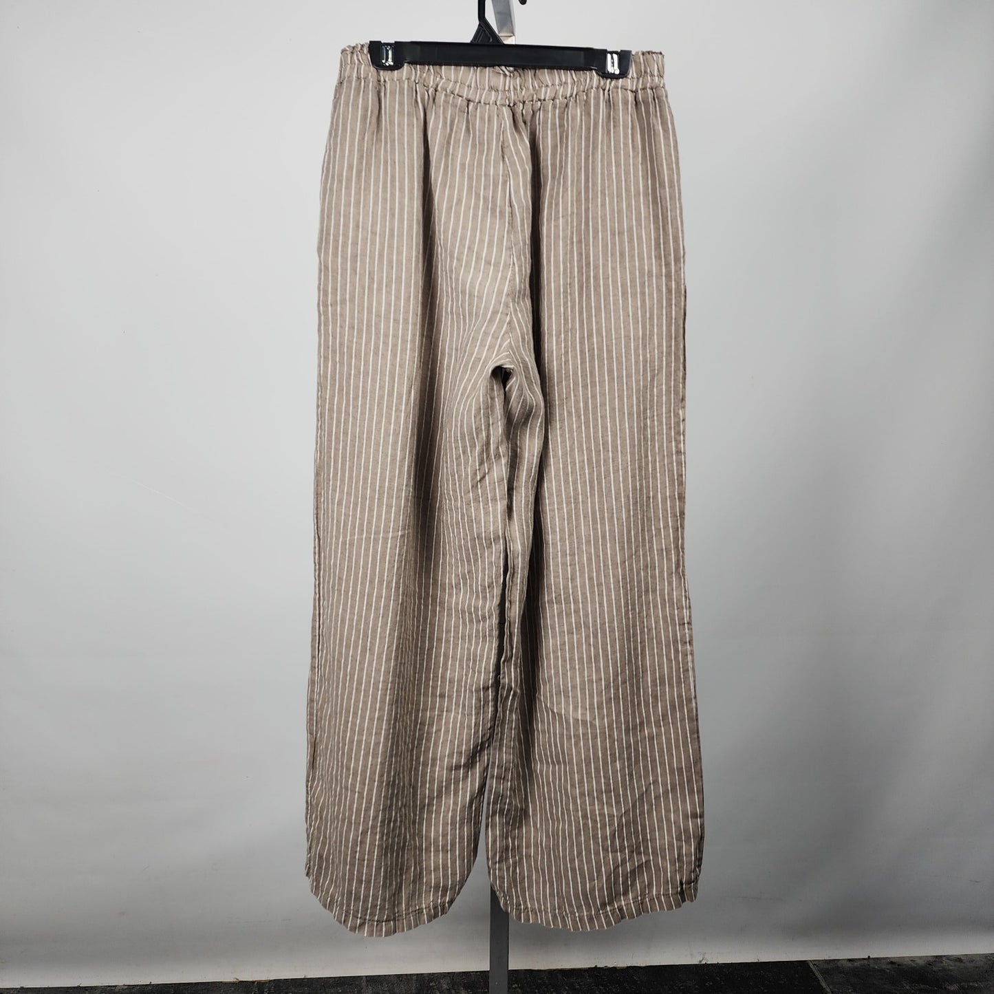 Carre Noir Brown Stripped Linen Wide Leg Pants Size XL