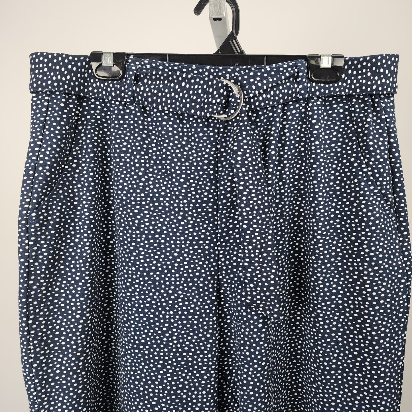 In Every Story Navy Blue Polka Dot Wide Leg Cropped Pants Size 1X