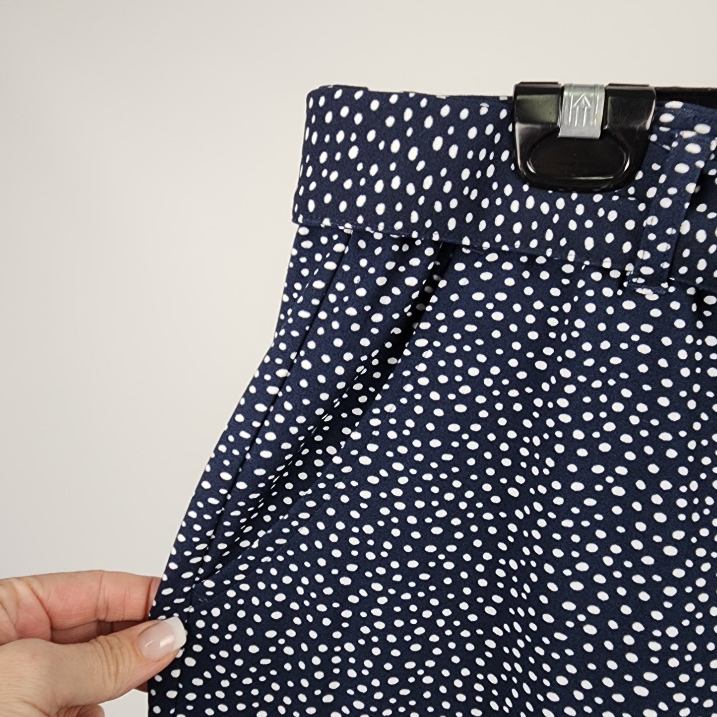 In Every Story Navy Blue Polka Dot Wide Leg Cropped Pants Size 1X