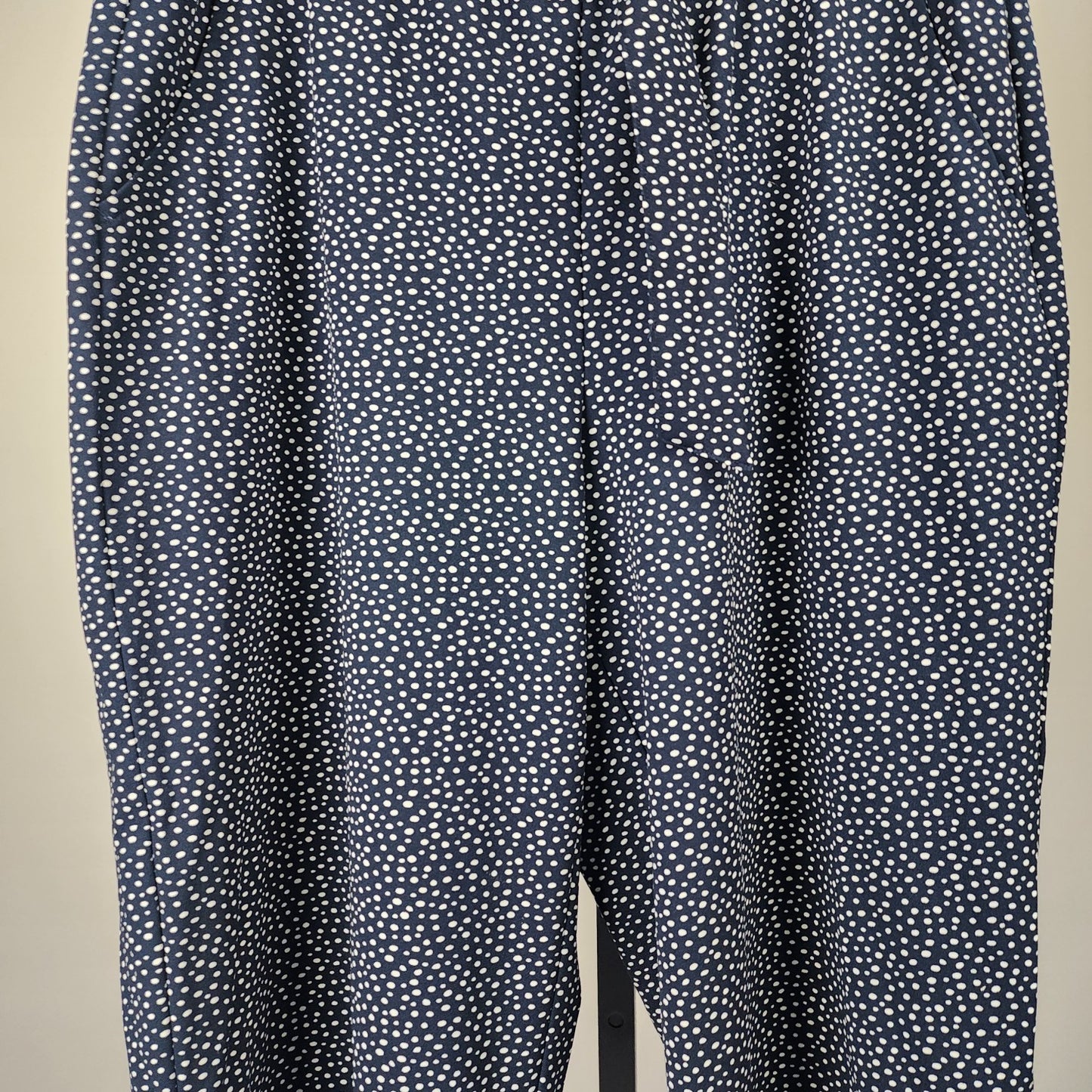 In Every Story Navy Blue Polka Dot Wide Leg Cropped Pants Size 1X