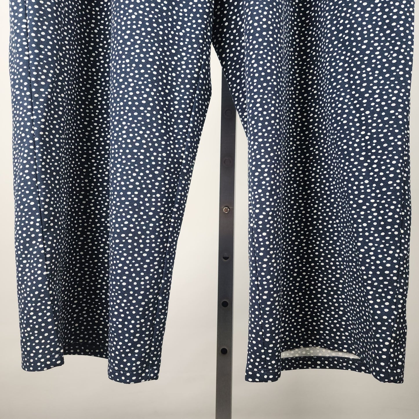 In Every Story Navy Blue Polka Dot Wide Leg Cropped Pants Size 1X