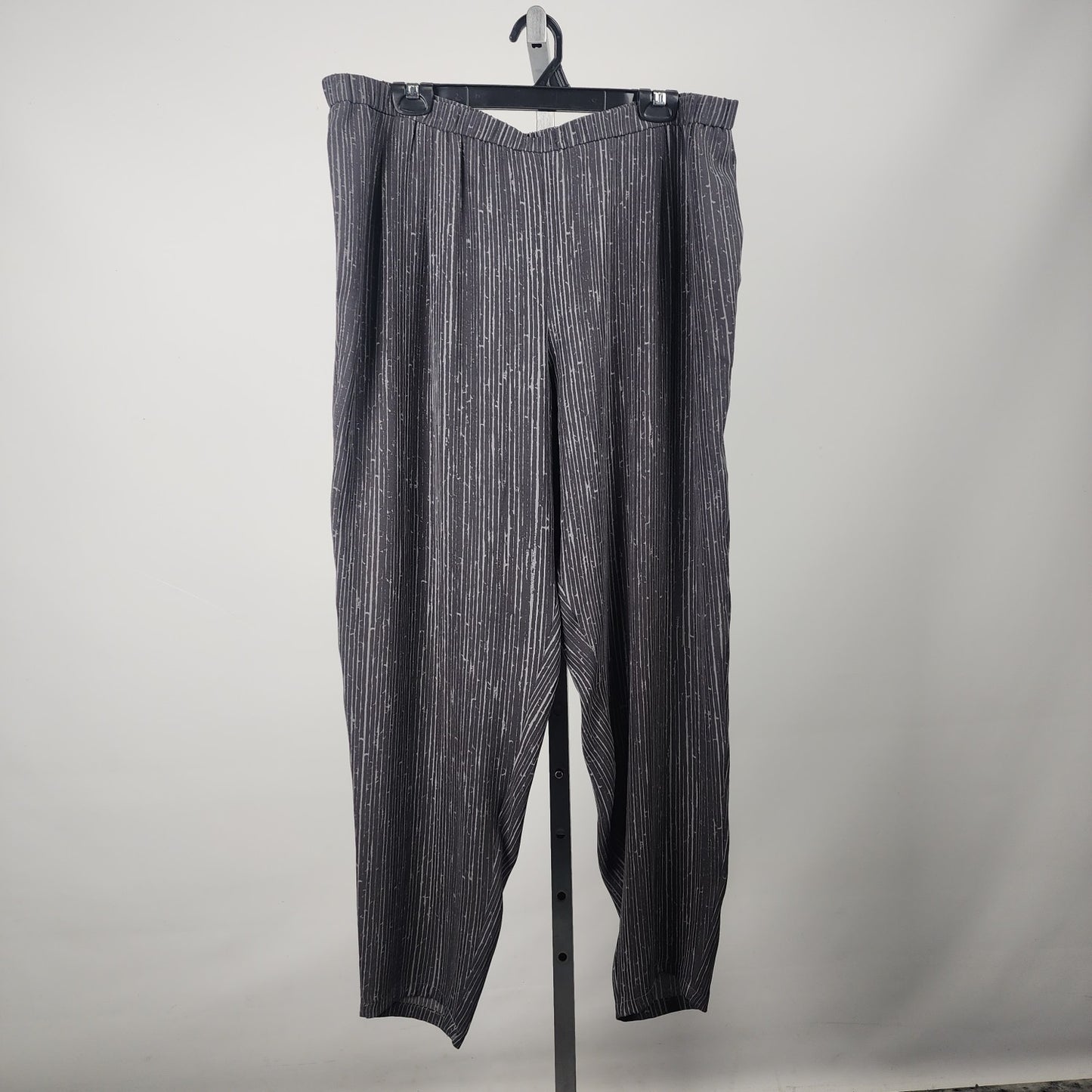 Eileen Fisher Grey Stripped Silk Pants Size XL