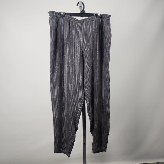 Eileen Fisher Grey Stripped Silk Pants Size XL