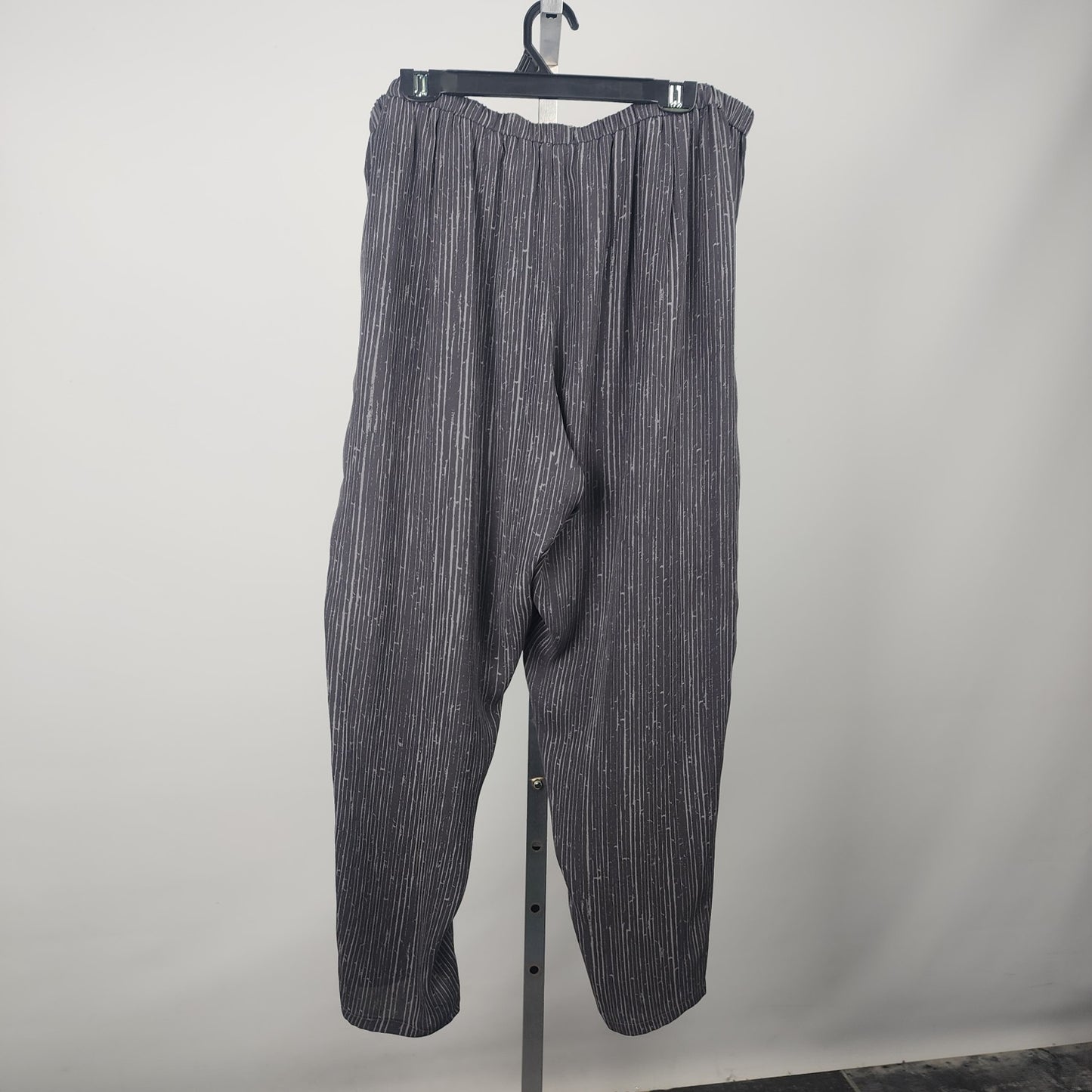 Eileen Fisher Grey Stripped Silk Pants Size XL