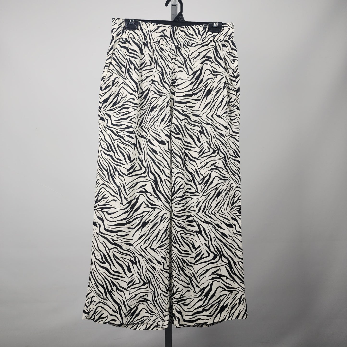 Nicole Miller Zebra Print Linen Wide Leg Pants Size L