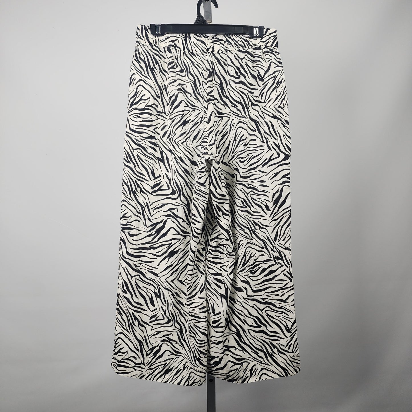 Nicole Miller Zebra Print Linen Wide Leg Pants Size L