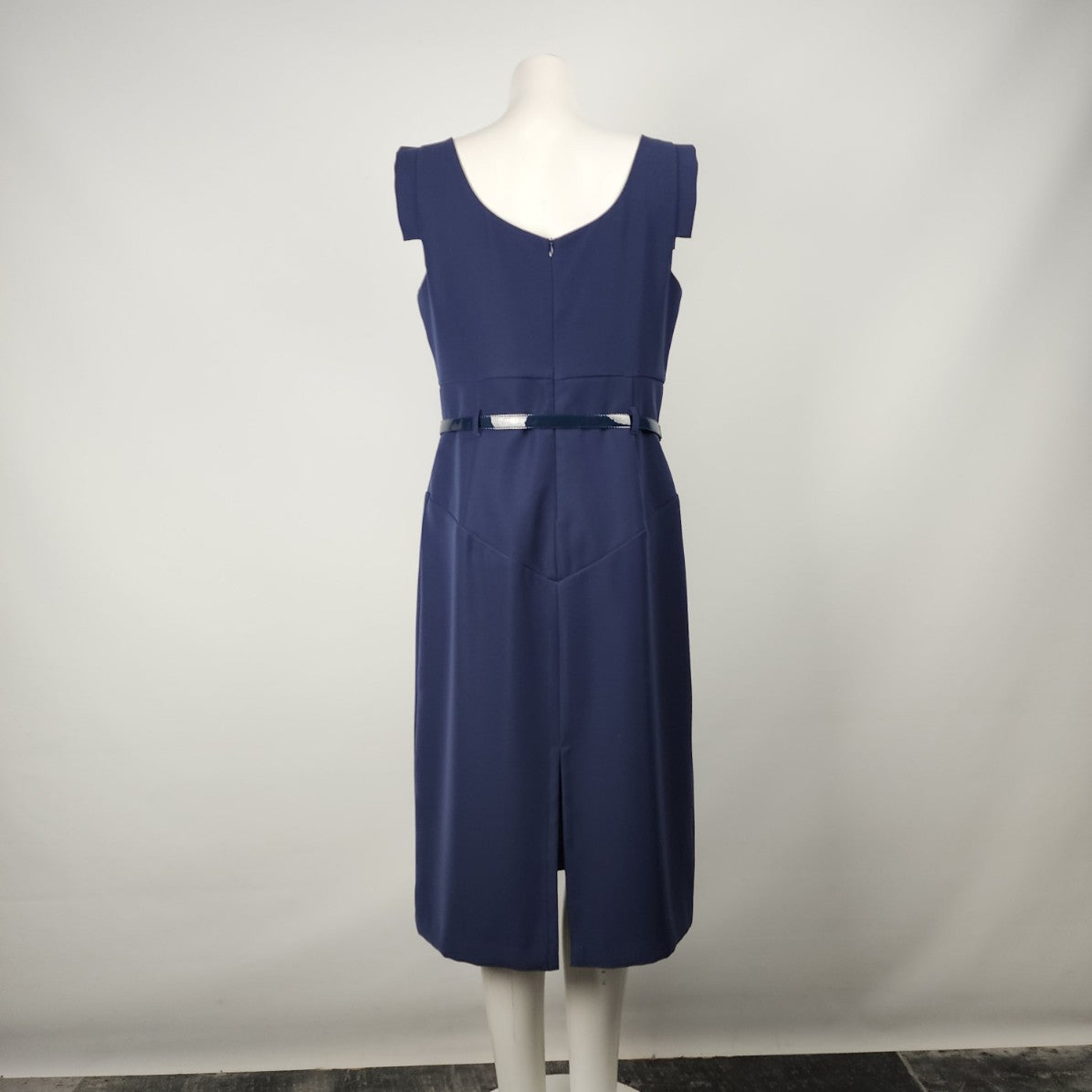 Joseph Ribkoff Blue Asymmetrical Neckline Midi Sheath Dress Size 14