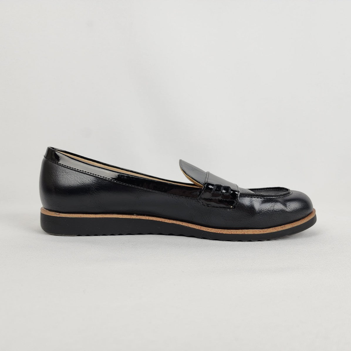 Life Stride Black Vegan Leather Slip On Loafers Size 8.5