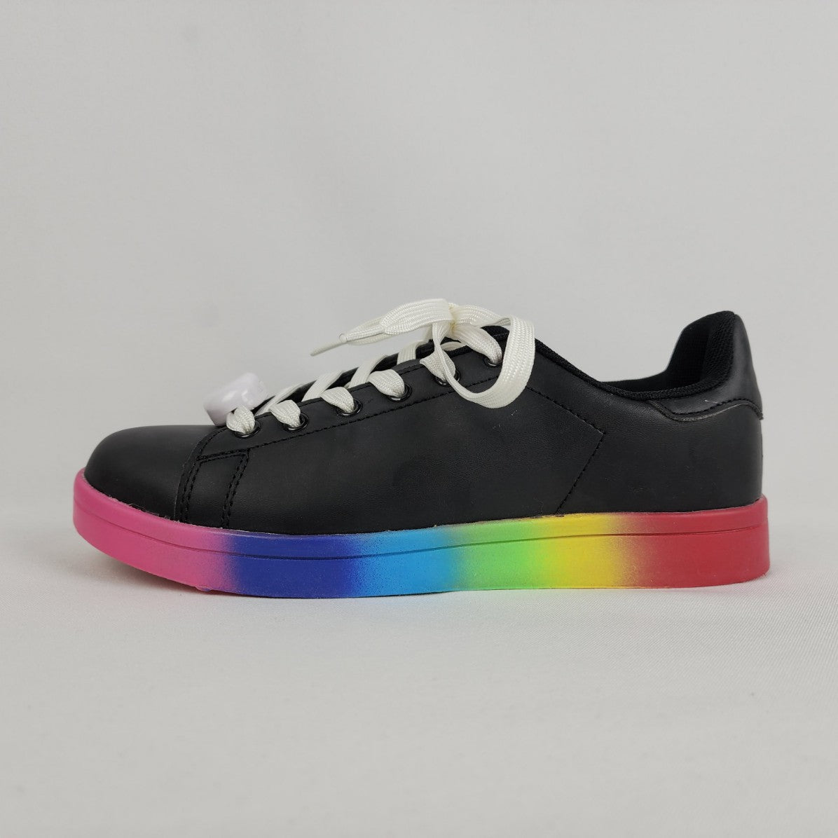 Qupid Rainbow Black Lace Up Runners Size 8