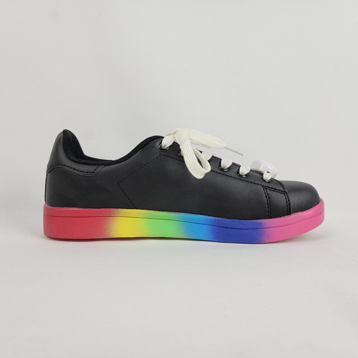 Qupid Rainbow Black Lace Up Runners Size 8