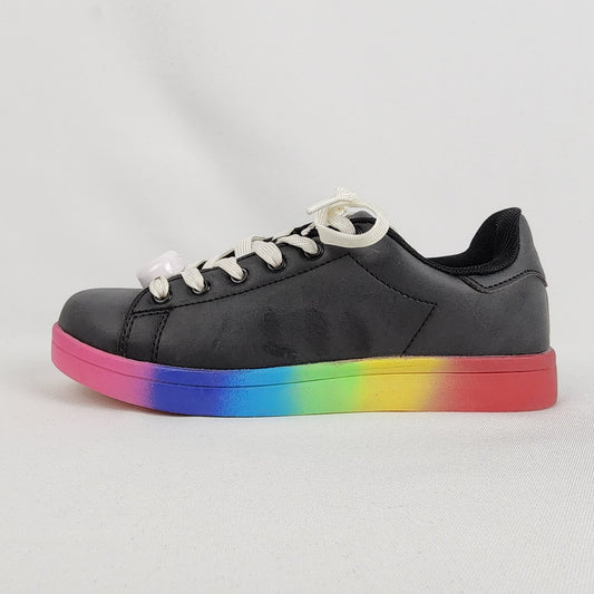 Qupid Rainbow Black Lace Up Runners Size 6